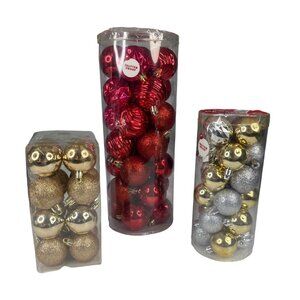 Holiday Style Shatterproof Christmas Ornaments 3-Packs Red Gold Silver Balls New